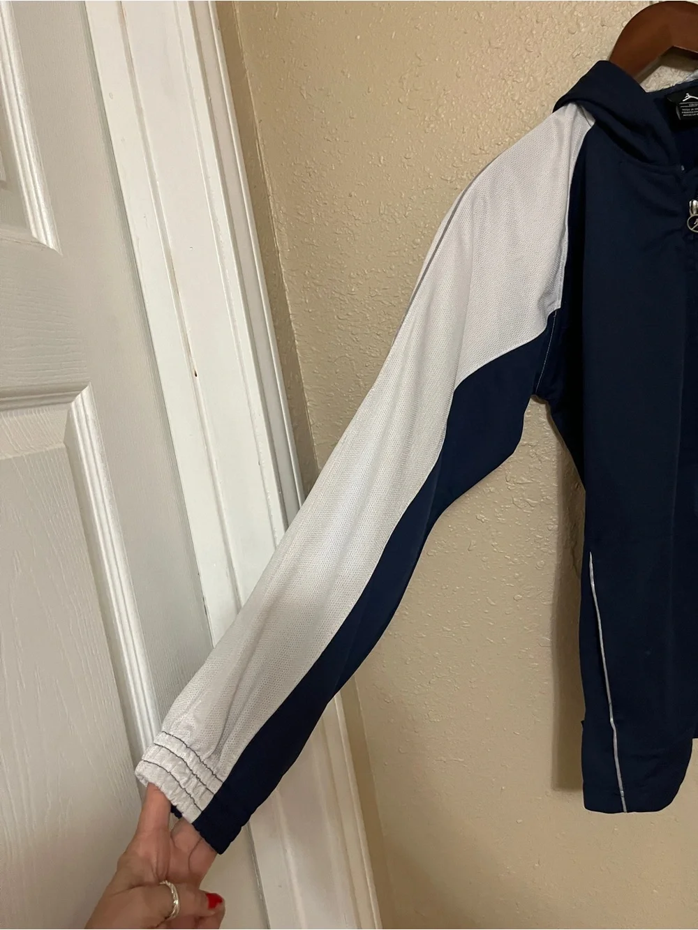 Jordan Youth Boys Large Navy and White Full-Zip Hooded Track Jacket